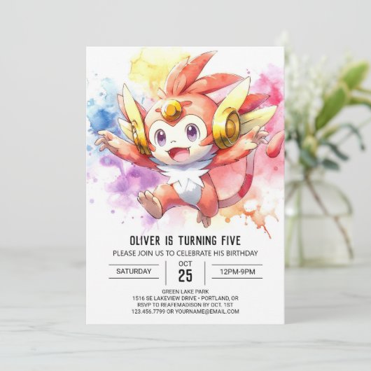 Rustieke Kinderen Aap Verjaardag Kaart (Staand voorkant)