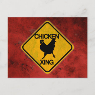 Rustieke kip Crossing Sign Briefkaart