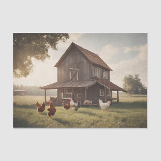 Rustieke kip Decoupage 10lbs Tissuepapier (Voorkant)