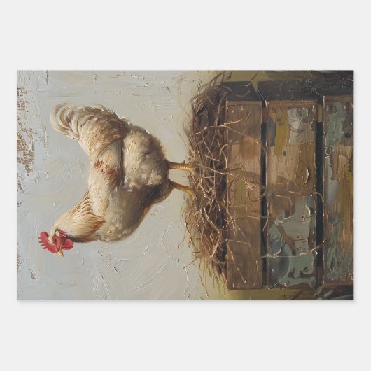 Rustieke kip en Nest Decoupage Inpakpapier Vel (Voorkant)