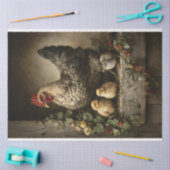Rustieke kippenhennen met kippen Decoupage Tissuepapier (Craft)