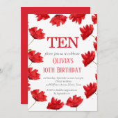 Rustieke klaproos 10e verjaardag wilde bloem rood kaart (Voorkant / Achterkant)