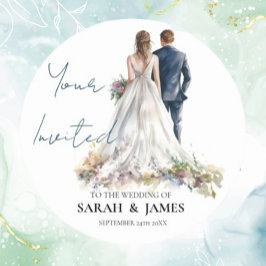 Rustieke klassieke Boho bloemenbruiloft Ronde Sticker