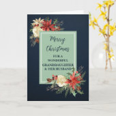 Rustieke kleindochter & haar man Vrolijk Kerstfees Kaart (Gele Bloem)