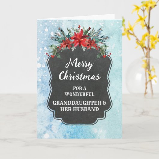 Rustieke kleindochter & haar man Vrolijk Kerstfees Kaart (Gele Bloem)