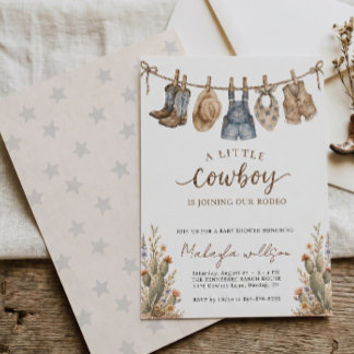 Rustieke Kleine Cowboy Baby Shower Western Rodeo Kaart