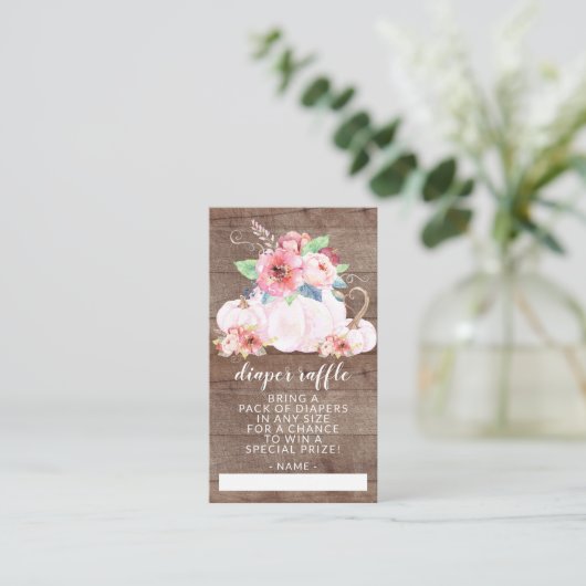 Rustieke Kleine Pompoen Baby shower Luier Raffle Informatiekaartje (Staand voorkant)