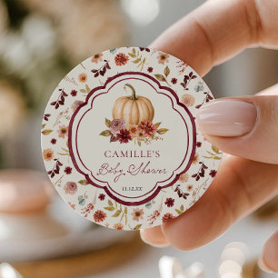 Rustieke Kleine Pompoen Baby Shower Ronde Sticker