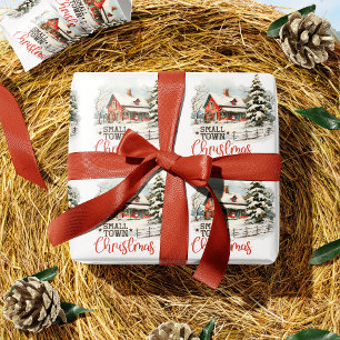 Rustieke kleine stad kerst boerderij cadeaupapier