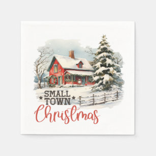 Rustieke kleine stad kerst boerderij servet