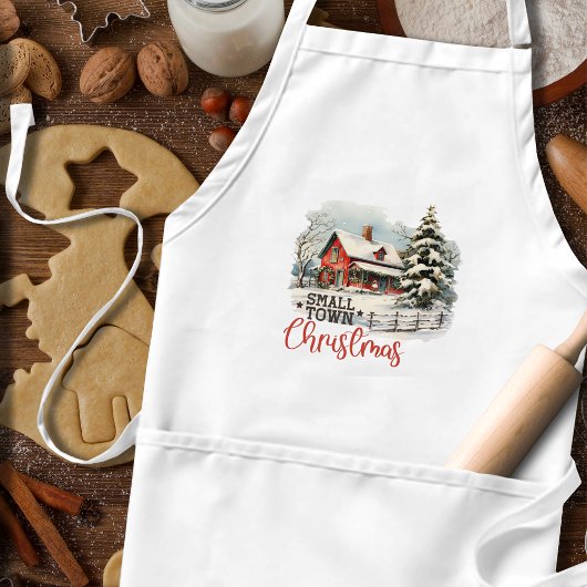 Rustieke kleine stad kerst boerderij standaard schort
