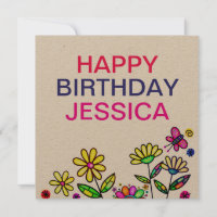 Rustieke kleurrijke kunstbloemen Happy Birthday Na