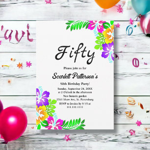 Rustieke kleurrijke Rozen Summer Floral 50th Birth Kaart
