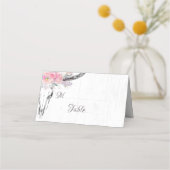 Rustieke Koe Schedel Boho Bloemen Blush Roze Huwel (Voorkant)