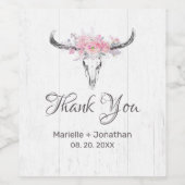 Rustieke Koe schedel Boho Bloemen Blush Waterverf Wijn Etiket (Enkel label)