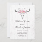 Rustieke Koe Schedel Boho Bloemen Roze Repetitie D Kaart (Voorkant)