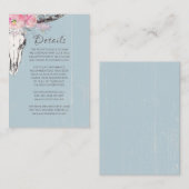 Rustieke Koe schedel Boho Blush Waterverf Bloemen Informatiekaartje (Voorkant / Achterkant)