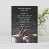 Rustieke kop thee en warme chocolademelk bruiloft kaart (Staand voorkant)