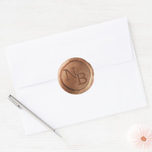 Rustieke koperen wax seal Initialen envelop Sticke Ronde Sticker