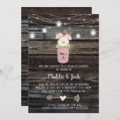 Rustieke Koppel Shower Mason Jar Lichten Boho Bloe Kaart (Voorkant / Achterkant)