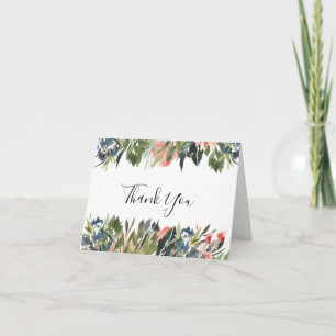 Rustieke koraal bloemenbruiloft foto dank u kaart