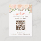 Rustieke koraal perzik Rozen bruiloft website QR-c Informatiekaartje (Voorkant)