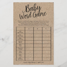 Rustieke Kraft Baby Word Game Douche Papier Spel K Flyer