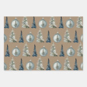 Rustieke Kraft Blauwe Spruce Tree Arctic Fox Rendi Inpakpapier Vel (Voorkant)