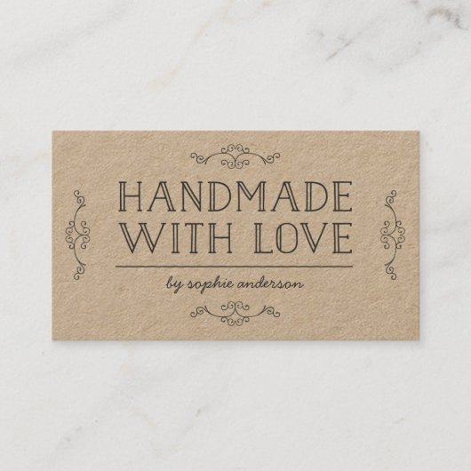 Rustieke Kraft bloeit handgemaakt met liefde Visitekaartje (Voorkant)