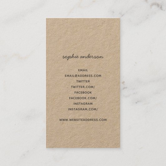 Rustieke Kraft bloeit handgemaakt met liefde Visitekaartje (Achterkant)