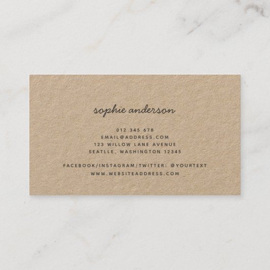 Rustieke Kraft bloeit thuis gebakken met liefde Visitekaartje (Achterkant)