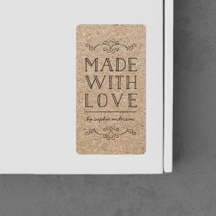 Rustieke Kraft Bloemen Gemaakt Met Liefde Etiket