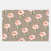Rustieke kraft blush perzik en cognac bloemen inpakpapier vel (Voorkant 2)