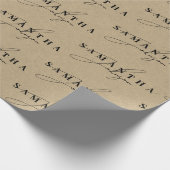 Rustieke Kraft Brown Signature Script Cadeaupapier (Hoek)