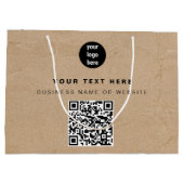 Rustieke Kraft Bruine QR-code Zakelijk Logo Groot Cadeauzakje (Achterkant)