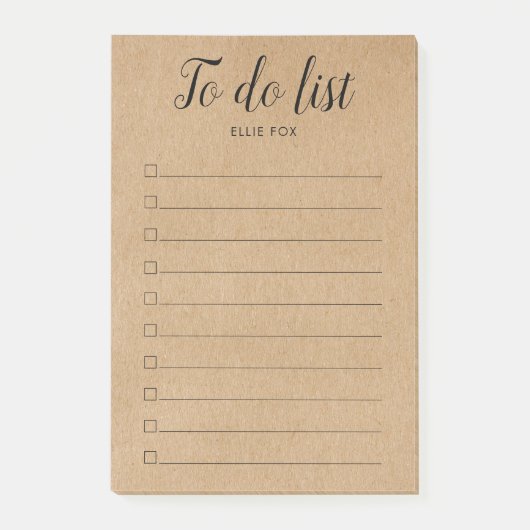 Rustieke Kraft Checkbox Takenlijst Post-it® Notes (Voorkant)
