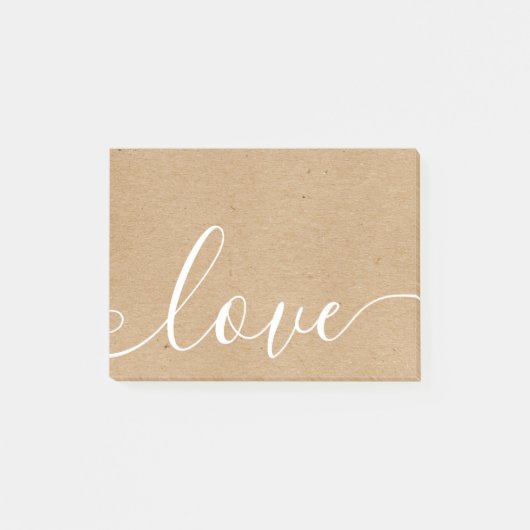 Rustieke Kraft Elegante Script Liefde Post-it® Notes (Voorkant)