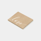 Rustieke Kraft Elegante Script Liefde Post-it® Notes (Schuin)