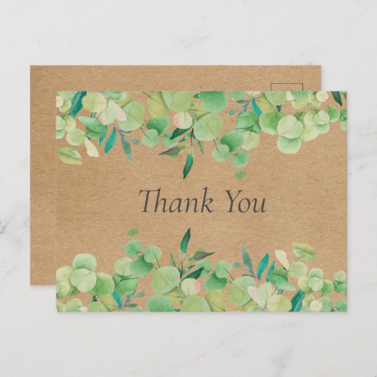 Rustieke Kraft Eucalyptus Bladeren Zakelijk Bedank Briefkaart (Voorkant / Achterkant)