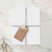 Rustieke Kraft Floral Brown Cream Dank u bruiloft Cadeaulabel (Met Touw)