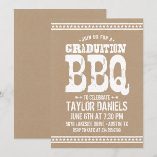 Rustieke Kraft Graduation Party BBQ Uitnodiging