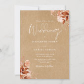 Rustieke Kraft Herfst Herfst Bloemen QR Code Bruil Kaart (Voorkant)