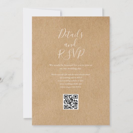 Rustieke Kraft Herfst Herfst Bloemen QR Code Bruil Kaart (Achterkant)
