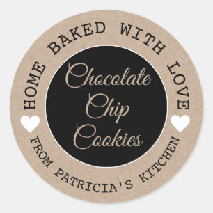 Rustieke Kraft Home gebakken met liefde Choco koek Ronde Sticker