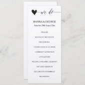 Rustieke kraft huwelijksprogramma hart calligrafie programma (Voorkant / Achterkant)