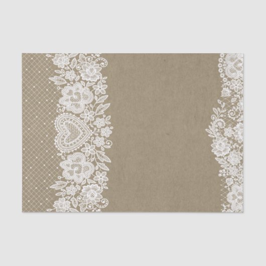 Rustieke Kraft & Kanten Boerderij Barn Chic Tissuepapier (Voorkant)