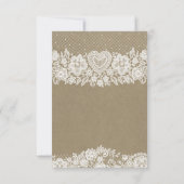 Rustieke Kraft & Kanten Boerderij Schuur Bruiloft  RSVP Kaartje (Achterkant)