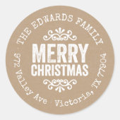 Rustieke Kraft Kerst Cirkel retour adres label (Voorkant)