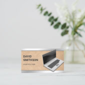 Rustieke Kraft Laptop PC Computer Reparatie Techni Visitekaartje (Staand voorkant)