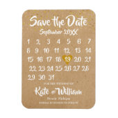 Rustieke Kraft Liefdes Hart Kalender Bewaar de Dat Magneet (Verticaal)